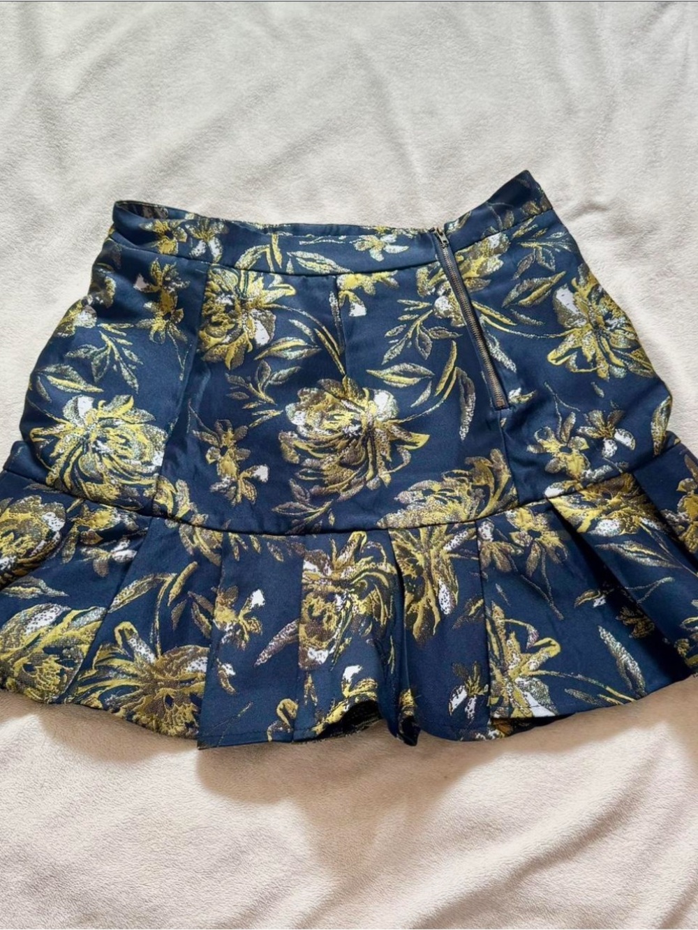 Floral Vintage Pleated Mini Skirt M